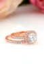 1.25 CT Halo Round Cut Bridal Set in Rose Gold