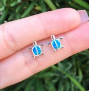 Blue Opal Turtle Earrings